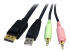 StarTech.com Cable de commutateur KVM DisplayPort USB 4-en-1 de 1,8 m avec audio et microphone - Gros plan