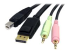 StarTech.com Cable de commutateur KVM DisplayPort USB 4-en-1 de 1,8 m avec audio et microphone - Angle droit
